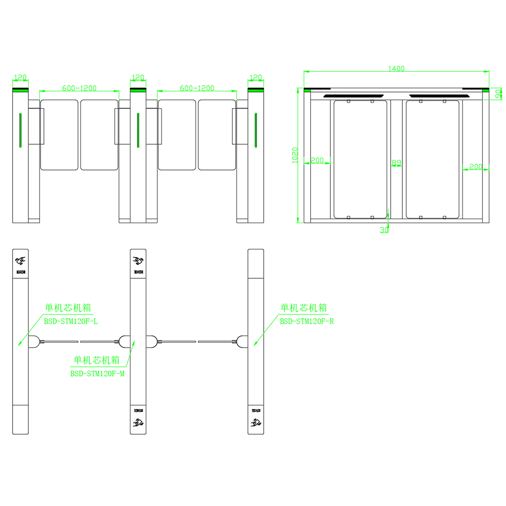 BSD-STM120 Square Speed Gate2